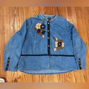 SML Sport Blue Denim Jacket with Floral Accents